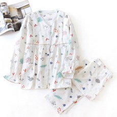 V領樹葉睡衣套裝