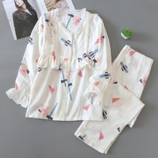 브이넥 돼지 파자마 세트