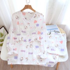 브이넥 고양이 파자마 세트