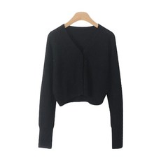 LINDASHOP 女款V領短版長袖針織開襟衫 CD1832K22