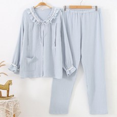 Estella簡約蕾絲蝴蝶結設計孕婦睡衣上下套裝