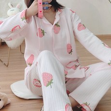 Estella 大草莓水果口袋孕婦睡衣上下套裝