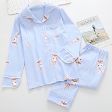 Estella清爽兔子圖案孕婦睡衣上下套裝