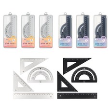 Ibis 鋼三角尺量角器 2 件 x 3 件套裝 2 11965, 銀色, 黑色, 1組