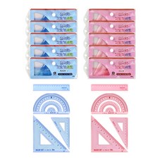 ibis 三角尺量角器2件組 x 5入套組 2 11888, 粉紅色, 藍色, 1套