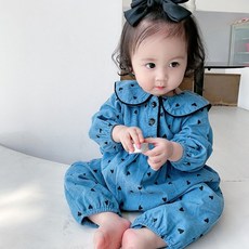 BEBENIZ 幼兒愛心圖案荷葉領連身衣