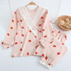 草莓設計圖案孕婦睡衣上下套裝