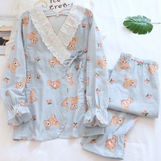 櫻桃小熊圖案孕婦睡衣上下套裝