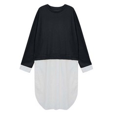 탱커스 루즈핏 맨투맨 배색 원피스