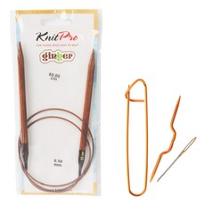 KnitPro 木質輪針 80cm+防解別針+麻花針+毛線縫針 隨機出貨, 1套