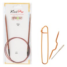 KnitPro 木質輪針 80cm*3.75mm+防解別針+麻花針+毛線縫針, 1套, 木頭，隨機發貨（消光針）