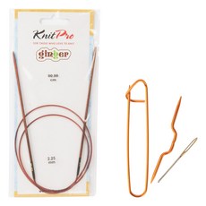 KnitPro 薑絲針 80cm x 2.25mm + 墊針 + 鼻針 + 扭針套組, 1套, 木頭，隨機發貨（消光針）