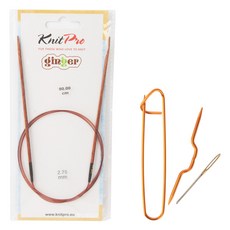KnitPro 針織棒 80cm*2.75mm+頂針+定位針 +疏縫用針, 1套, 木頭，隨機發貨（消光針）