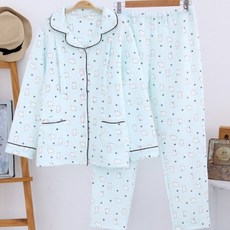 三角星白色熊圖案睡衣上下套裝