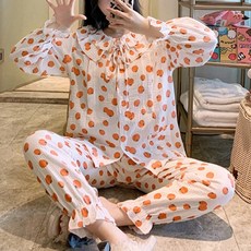 三角形星星圓形番茄圖案睡衣上下套裝