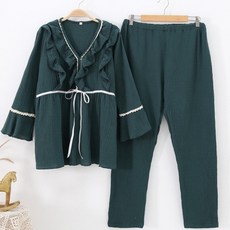 三角星簡約大尺碼蝴蝶結睡衣上下套裝