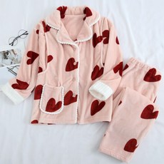 三角星柔軟愛心圖案睡衣上下套組