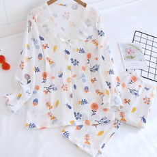 三角星花朵蕾絲睡衣上下套裝