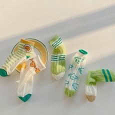 아동용 그린강아지 양말 5종 세트 J76