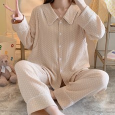 三角星小巧可愛圓點圖案睡衣上下套裝