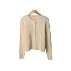 린다샵 여성용 꽈배기 라운드 니트 가디건 CD1828K21