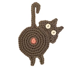 Qurang無名線貓咪角色杯墊 YJ40-1039374, 深灰色