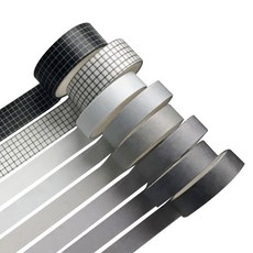 미빌 문구 베이직 패턴 마스킹 테이프 8종 세트, 블랙화이트, 1세트