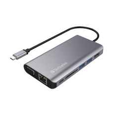 Verbatim 威寶 Type-C 8合1 HDMI VGA USB3.0 RJ45 多功能集線器 高速充電 讀卡機 66148, 灰色, 8合1 Type-C集線器