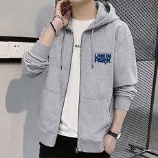 Auls男款簡約戶外連帽拉鍊林肯公園印花外套 #W58