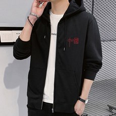 OWLS 男款戶外基本立領印花連帽拉鍊外套 #W57
