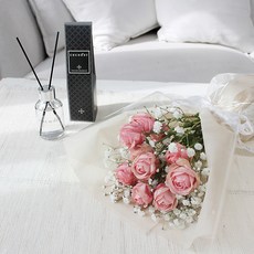 코코도르 팜 생화 자나장미 꽃다발 + 디퓨저 그린플로랄향 100ml, 혼합색상