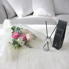 코코도르 팜 생화 장미 + 알스트로메리아 꽃다발 + 디퓨저 그린플로랄향 100ml, 혼합색상