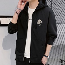 OWLS 男性戶外簡約羽毛字母連帽拉鍊外套 #W67