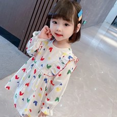 BEBENIZ 女孩童彩色愛心荷葉邊連身裙