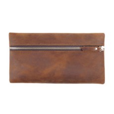 皮革拉鍊筆袋, 棕色, 1個