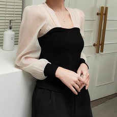 ViVEMO 透視袖修身罩衫 00856