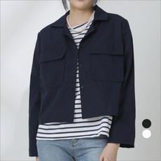 오슬 여성용 크롭 포켓 워크셔츠