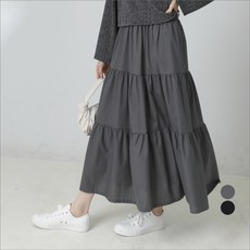 오슬 여성용 칸칸 롱 스커트