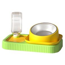 carno 寵物多功能半自動飲水餐具, 黃色, 1個