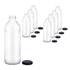 mir 韓國窄口果汁瓶 黑色瓶蓋, 1000ml, 8個