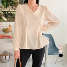 Mood in the V領細褶罩衫