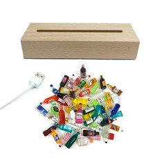더깔끔 DIY USB 무드등 키트 사각형 + 미니어처 소품 30p, 노랑(USB 무드등), 랜덤발송(미니어처)