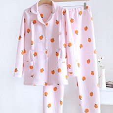 三角星橘子水果口袋睡衣上下套裝