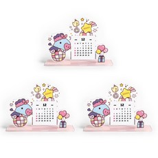BT21 壓克力立牌日曆 派對, 3個, MANG