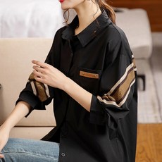 Atelic 翻領寬鬆口袋字母大尺碼夾克襯衫 00568