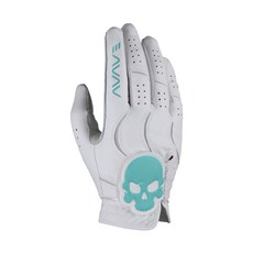 AVAVE 女用骷髏標誌半羊皮高爾夫手套 右手用, 白色