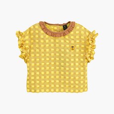 moimoln 女童黃色格紋短袖上衣 M212BLB35P