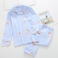 三角星星清新兔子圖案孕婦睡衣上下套裝