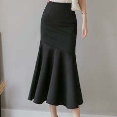 ViVEMO 魚尾線條基本款中長裙 00828
