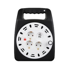 LUG 接線盒 USB 線盤多標籤 3 端口 + USB 2 端口 黑色 1.0SQ, 20m, 1個